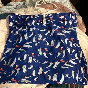 Ralph Lauren Blue and White Patterned Bikini Top